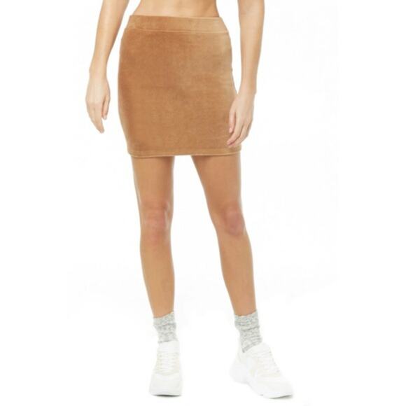 FOREVER 21 Corduroy Short Pencil Mini Skirt Size M Tan‎ Khaki - Picture 1 of 5